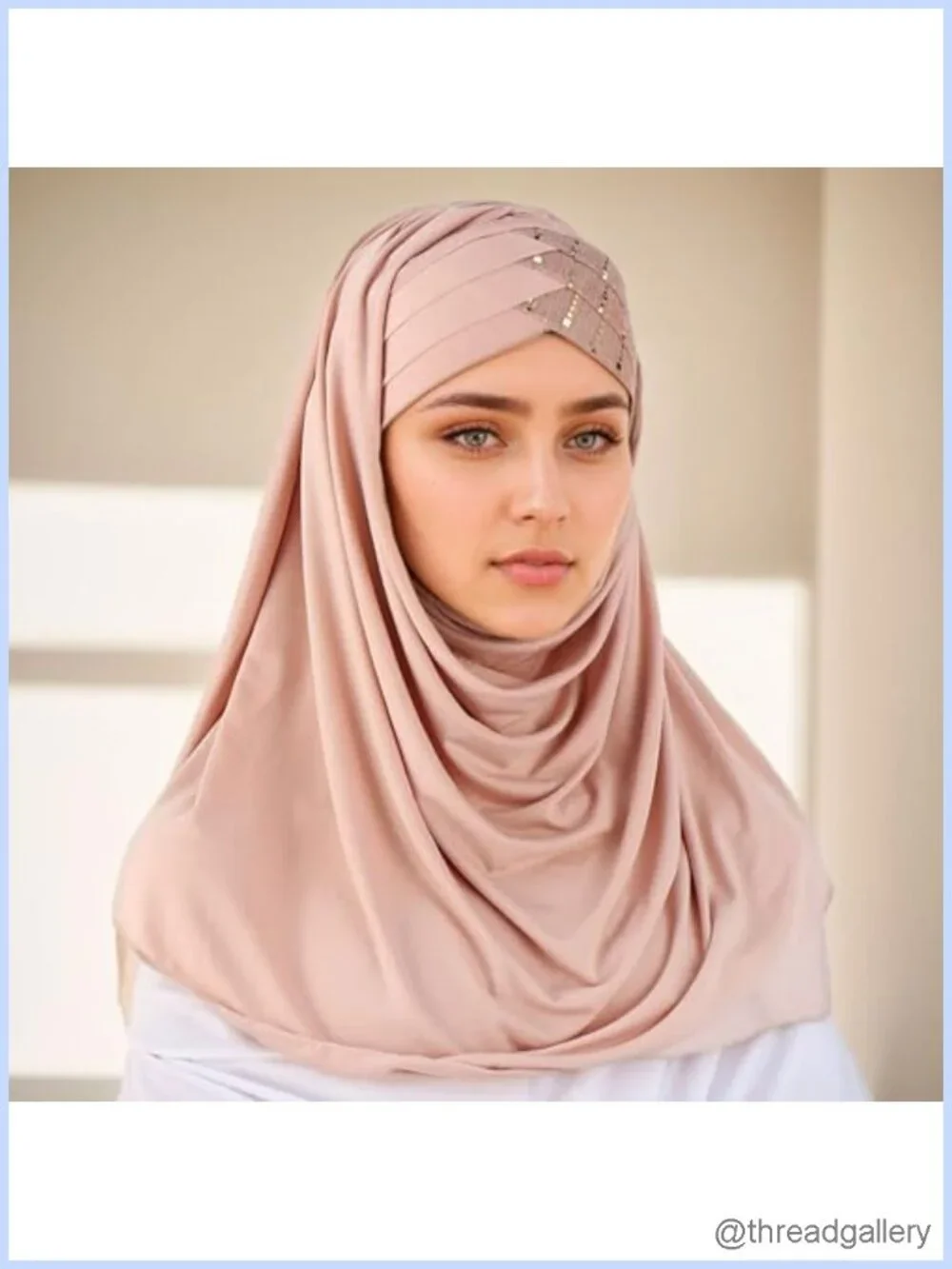 Sequin Hijab Muslim Head Wrap Stretch Elastic Scarf for Women Lightweight Jersey